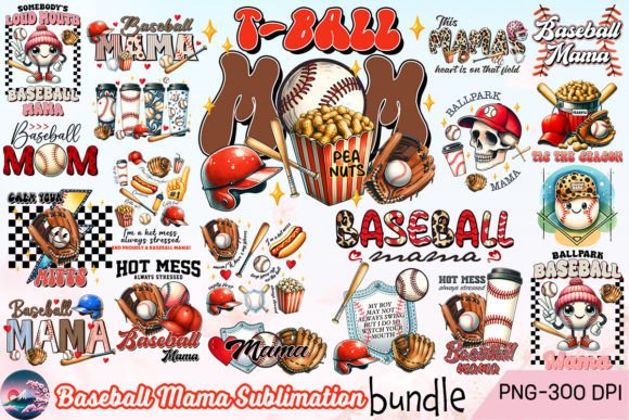 Baseball Mama Sublimation Bundle Gráfico Manualidades Por Cherry Blossom