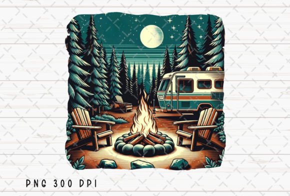 Camping RV Camp Ground Summer Outdoors Graphic Illustrations By Flora Co Studio