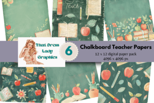 Chalkboard Teacher Papers PNG Gráfico Patrones de Papel Por That Dress Lady 1