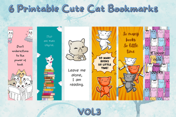 Cute Cat Printable Bookmarks - VOL3 Graphic Print Templates By TopStorePro
