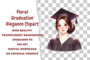 Floral Graduation Elegance Clipart Graphic Crafts By applelemon1234 2