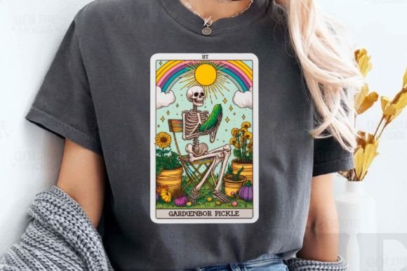 Funny Gardening Skeleton Tarot Card PNG Gráfico Ilustraciones Imprimibles Por Dreamshop