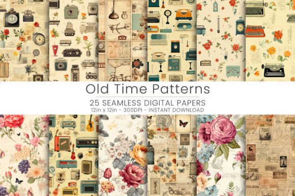 Old Time Patterns Digital Paper Grafik Hintegründe Von Mehtap