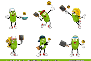 Pickleball Cartoon ClipArt 3 Graphic Illustrations By HitToon 1