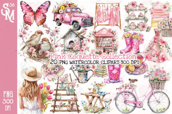 Pink Coquette Clipart PNG Graphics Gráfico Ilustraciones Imprimibles Por StevenMunoz56