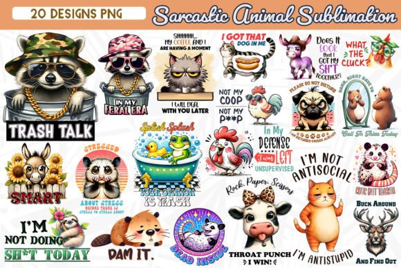 Sarcastic Animal Sublimation Bundle Graphic Print Templates By Zanynoti