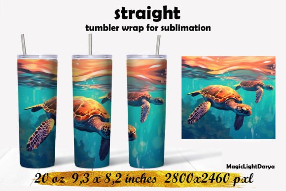 Sea Turtles Tumbler Sublimation Graphic AI Illustrations By daryaboska