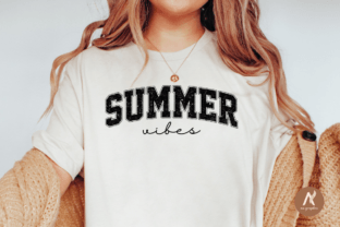 Summer Vibes Retro Varsity PNG Graphic T-shirt Designs By AN Graphics 2