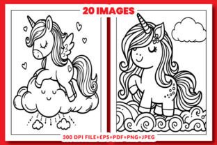 UNICORN with CLOUD COLORING PAGE Graphic AI Coloring Pages By Creative Design Expert