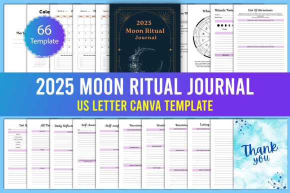 2025 Moon Ritual Journal Canva Graphic KDP Interiors By designmela01