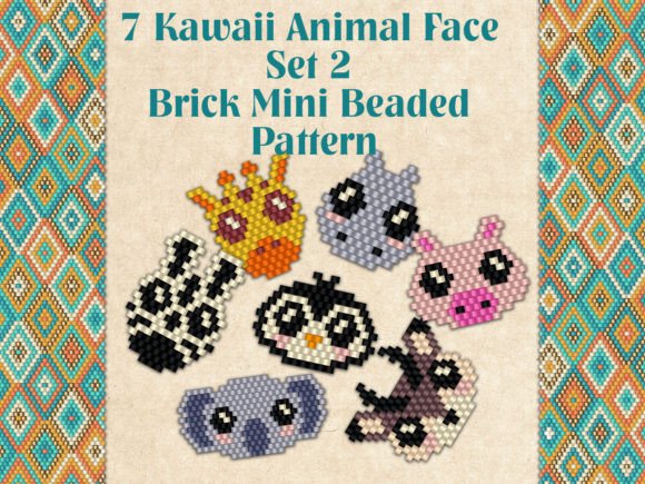 7 Kawaii Animal Face Set 2 Graphic Beading Patterns By KseniyaOmega