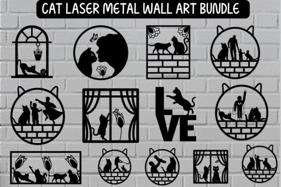 Cat Laser Cut File Metal Wall Art Bundle Graphic 3D SVG By MetalArt