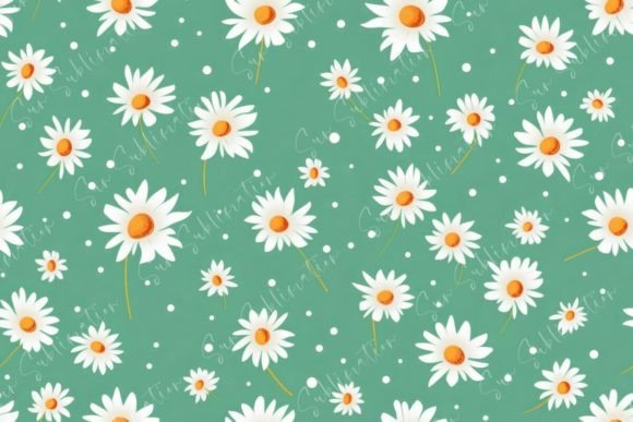 Daisy Pattern on Mint Background Gráfico Padrões de Papel Por Sun Sublimation