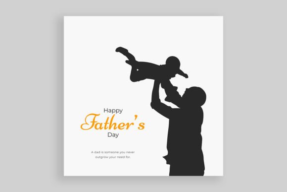 Happy Father's Day with Dad and Children Gráfico Plantillas de Redes Sociales Por Creative Pixa