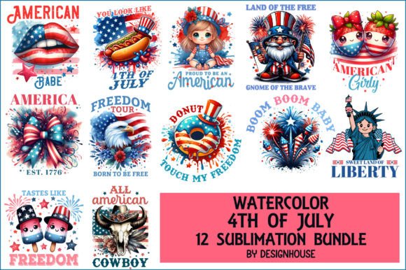 Patriotic 4th of July PNG Bundle Graphic Crafts By designhouse