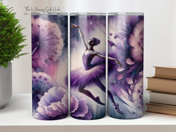 Purple Ballerina Skinny Tumbler Wrap PNG Gráfico Plantillas de Impresión Por TheWhimsySubHub