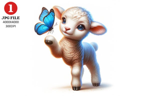 Sheep with Butterfly Clipart PNG Grafik KI Illustrationen Von TheDigitalStore247