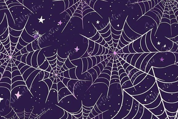 Spooky Starry Night with Spider Webs Gráfico Padrões de Papel Por Sun Sublimation