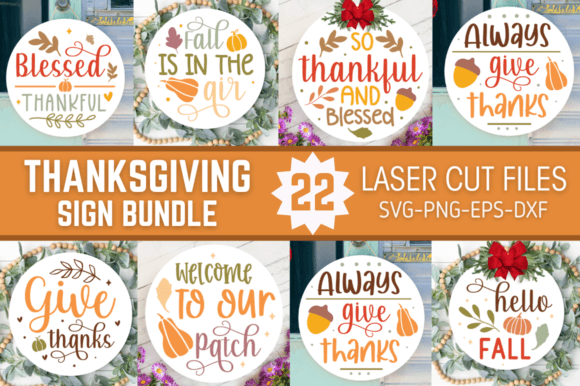 ThanksGiving Round Signs Bundle | SVG BE Graphic Crafts By DelArtCreation