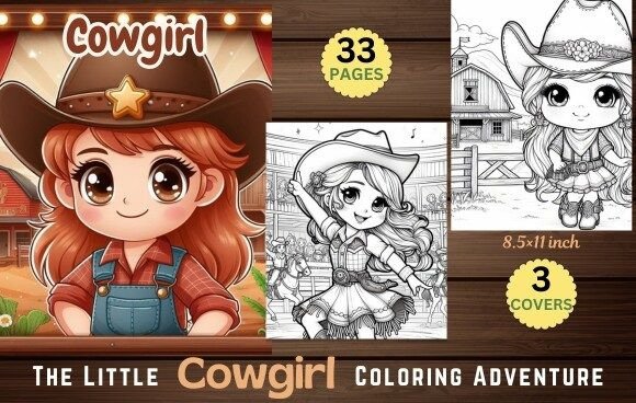 The Little Cowgirl Coloring Adventure Graphic Coloring Pages & Books Kids By Coffee mix