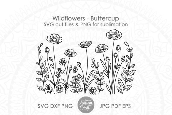 Wildflowers SVG, Buttercup Flower SVG Graphic 3D Flowers By Artisan Craft SVG