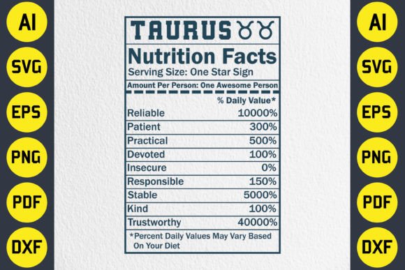 Zodiac Sign Nutrition Facts Design 11 Grafik Plotterdateien Von Creative T-Shirts