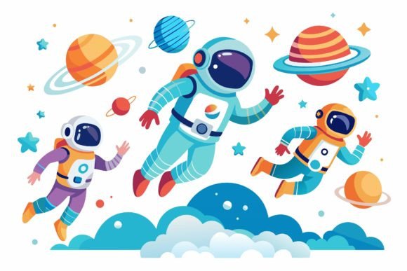 Astronaut Sky with on a Background Grafik Druckbare Illustrationen Von Design Creativega