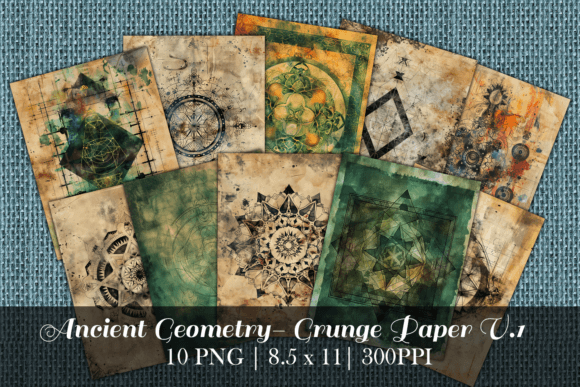Ancient Geometry Antique Grunge Paper 1 Graphic Illustrations By Antique Pixls