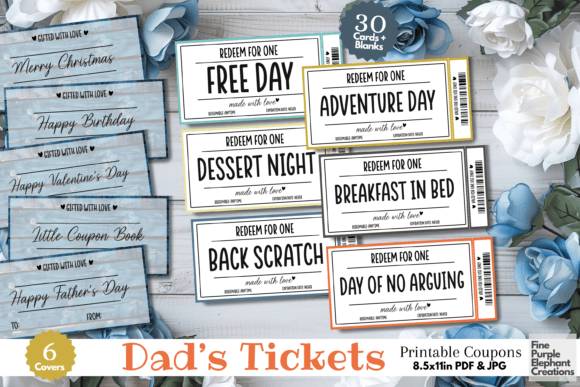 Blue Wood Texture Father's Day Coupon Graphic Print Templates By finepurpleelephant