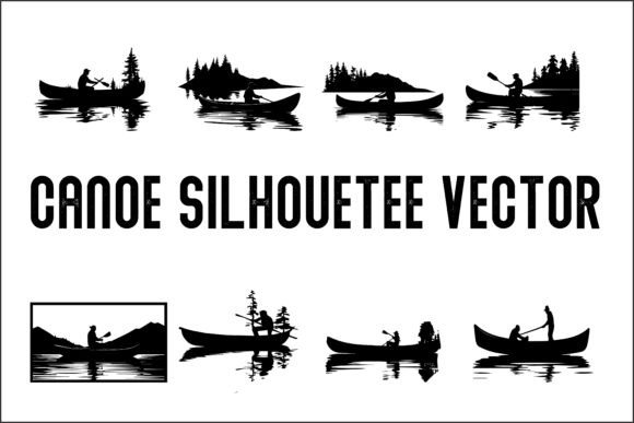 Canoe Silhouette Vector for Outdoor Her Gráfico Ilustraciones Imprimibles Por jesmindesigner