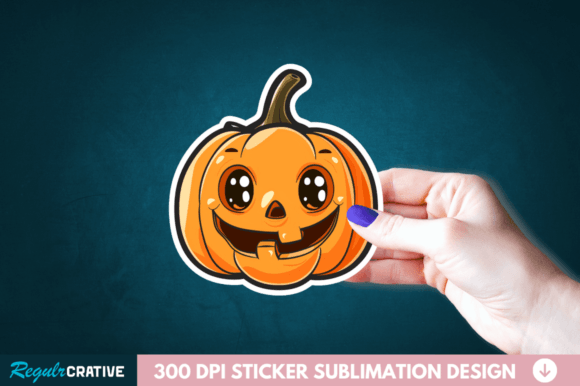 Cute Halloween Pumpkin Stickers Clipart Graphic Illustrations By Regulrcrative