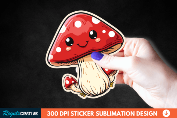 Cute Mushroom Animal Sticker Clipart PNG Gráfico Ilustraciones Imprimibles Por Regulrcrative