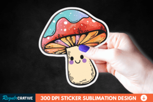 Cute Mushroom Animal Sticker Clipart PNG Grafika Ilustracje do Druku Przez Regulrcrative