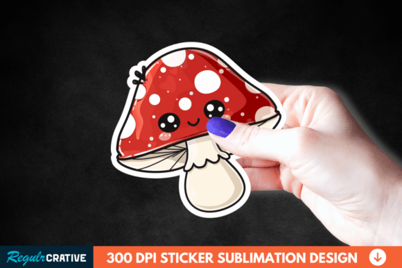 Cute Mushroom Animal Sticker Clipart PNG Gráfico Ilustraciones Imprimibles Por Regulrcrative