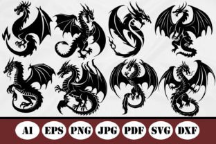 Dragon Silhouette SVG EPS DXF Vector Graphic AI Graphics By jahanul