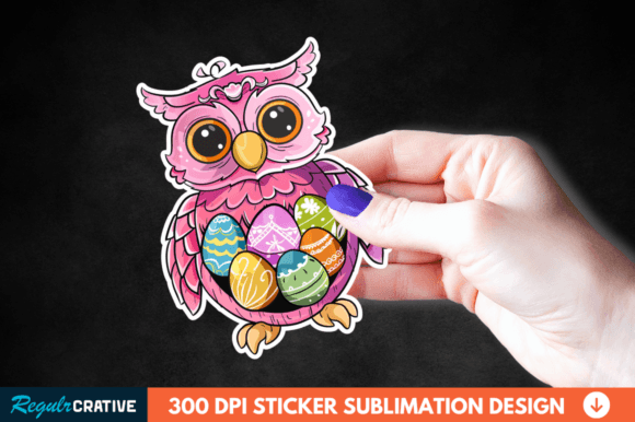 Easter Owl Sticker Clipart Sublimation Gráfico Ilustrações para Impressão Por Regulrcrative