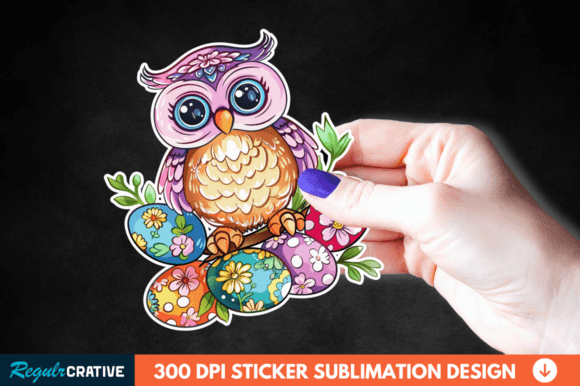 Easter Owl Sticker Clipart Sublimation Graphic Illustrations By Regulrcrative