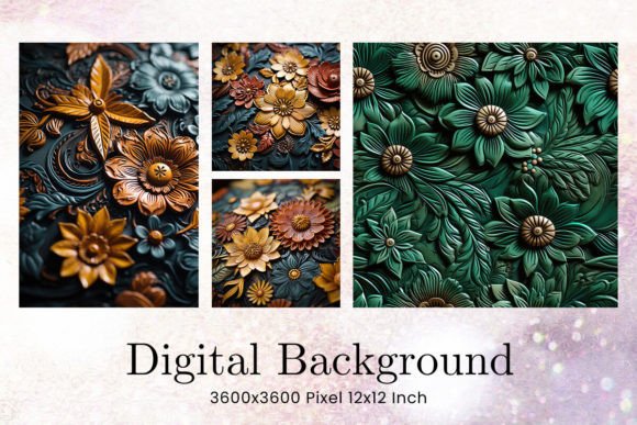 Flower Tooled Leather Western Background Graphic Backgrounds By sistadesign29