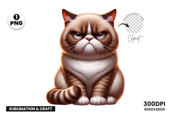 Grumpy Patriotic Cat Sublimation Clipart Gráfico Ilustrações para Impressão Por Creative Arslan