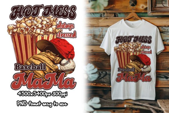 Hot Mess Always Stressed Baseball PNG Graphic T-shirt Designs By Fairy Forest