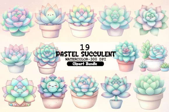 Kawaii Succulent Clipart Bundle Graphic Illustrations By Little Girl