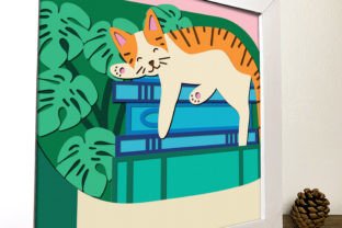 Lazy Cat Shadow Box Svg Graphic 3D Shadow Box By Alleylightbox 3