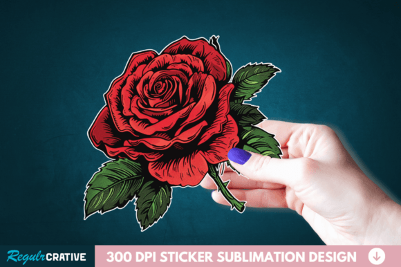 Rose Flower Sticker Printable Clipart Gráfico Ilustraciones Imprimibles Por Regulrcrative