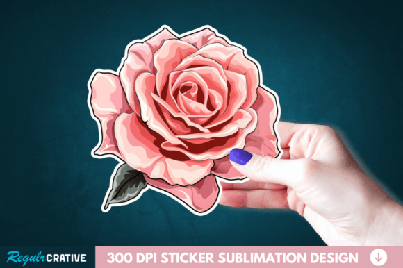 Rose Flower Sticker Printable Clipart Gráfico Ilustraciones Imprimibles Por Regulrcrative