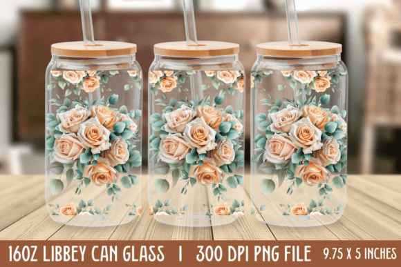 Roses Pastel Flowers Can Glass Wrap Afbeelding Afdrukbare Illustraties Door CraftArt