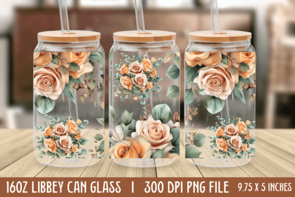 Roses Pastel Flowers Can Glass Wrap Afbeelding Afdrukbare Illustraties Door CraftArt