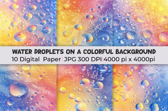 Water Droplets on a Colorful Background Graphic Backgrounds By mirazooze