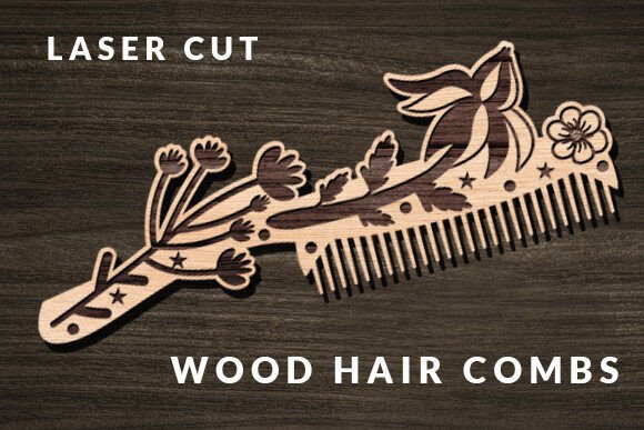 Wood Hair Combs Laser Cut Svg Grafika 3D SVG Przez Art Hub