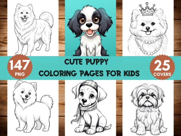 147 Puppy Coloring Pages for Kids Graphic Coloring Pages & Books Kids By Laxuri Art