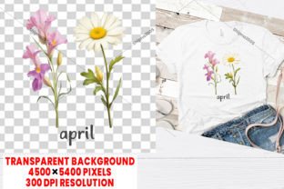 Birth Month Flower Clipart 12 PNG Bundle Grafica Design di T-shirt Di shipna2005 5